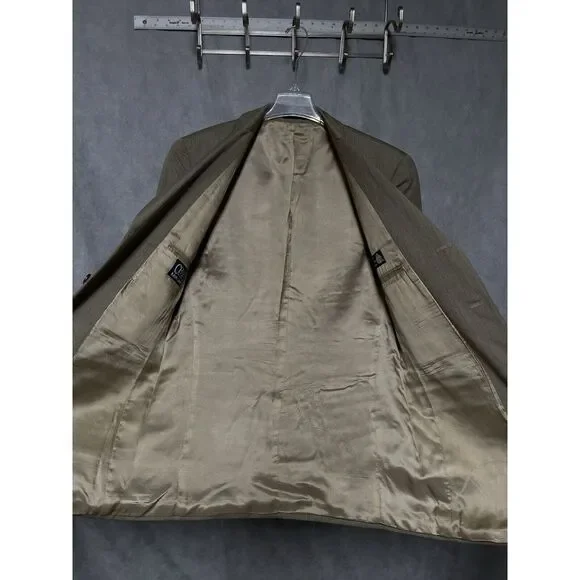 Chaps Ralph Lauren Suit‎ Men 40L Beige 3 Btn Herringbone Wool 34X32 Pants Luxury